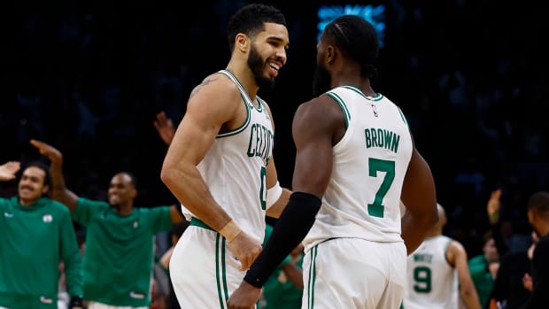 Jayson Tatum and Jaylen Brown of the Boston Celtics